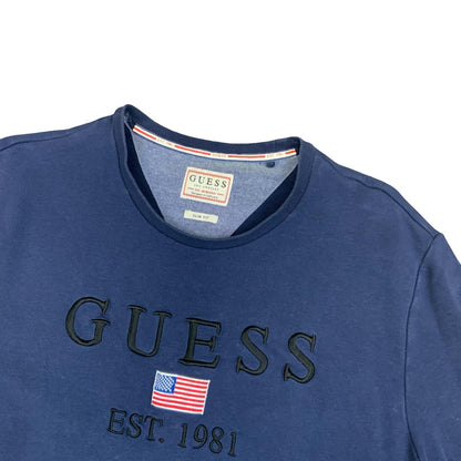 Y2K Guess Elwin Jeans Los Angeles Navy Slim Fit Jumper Crewneck Sweater XL
