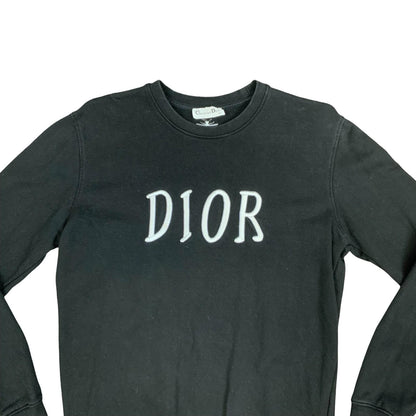 Y2K Designer Christian Dior Black Crewneck Sweater Jumper Dior Spell-Out Medium