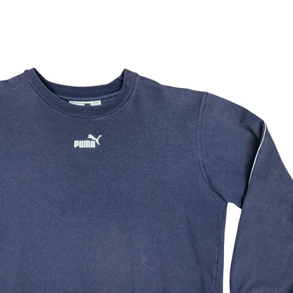 Vintage 90s Puma Sportswear Navy Logo Sweater Crewneck Jumper Pull-Over Large