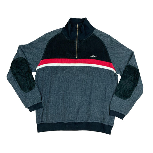 Vintage 90s Umbro Retro Colour Blocked 1/4 Zip Sweater Jumper Crewneck XL