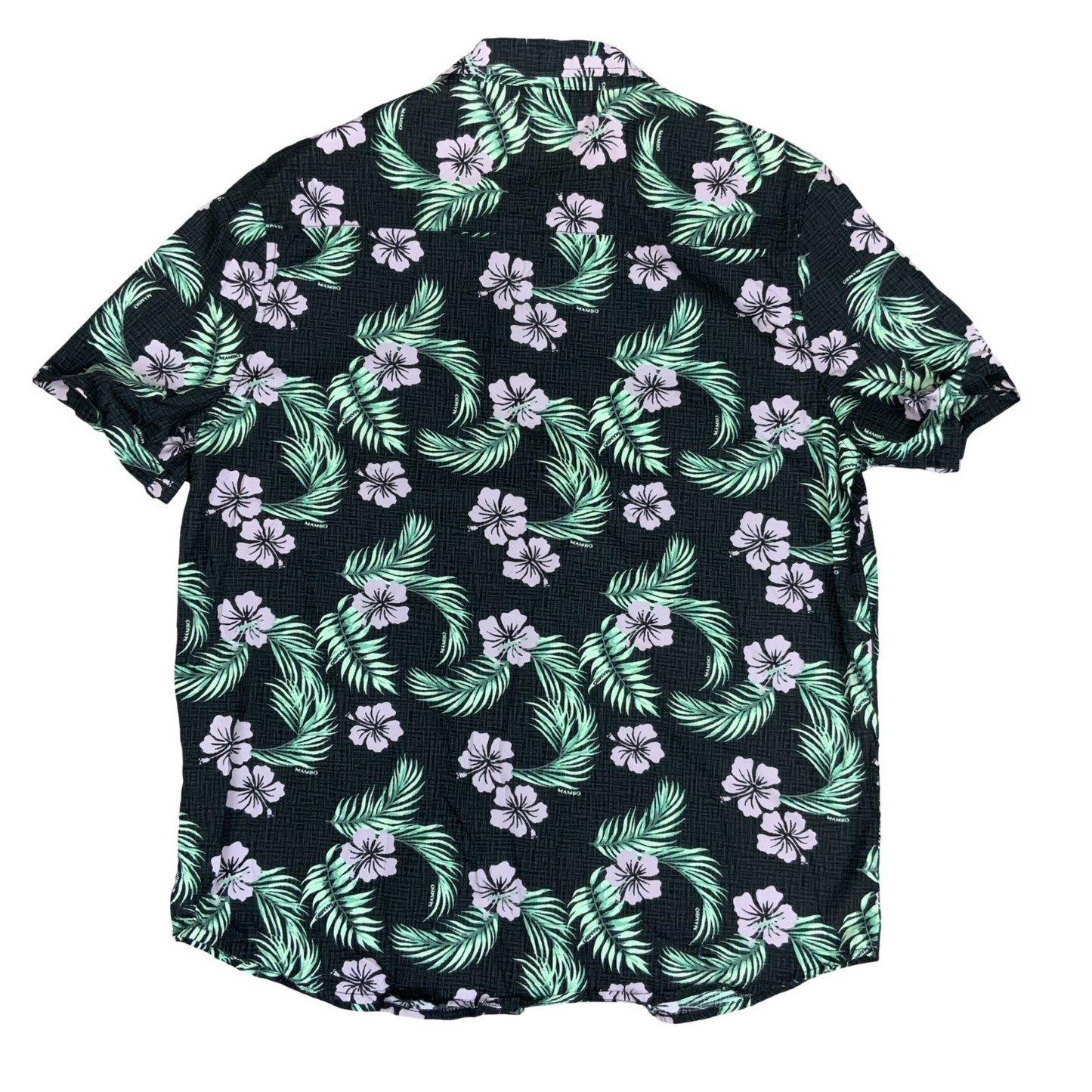 HAWAIIAN 'MAMBO' BLACK FLORAL SURF GRAPHIC HOLIDAY RELAXED CASUAL SHIRT L