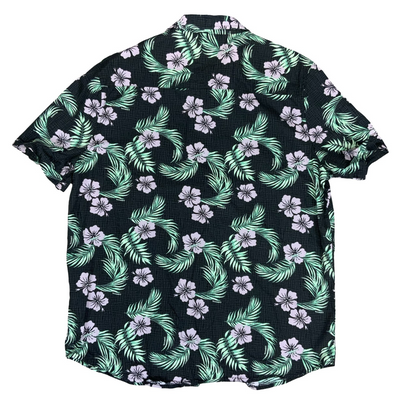 HAWAIIAN 'MAMBO' BLACK FLORAL SURF GRAPHIC HOLIDAY RELAXED CASUAL SHIRT L
