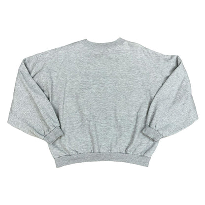 Vintage 1990s Nike Grey Sweater Crewneck Jumper Embroidered Spell-Out Logo Large