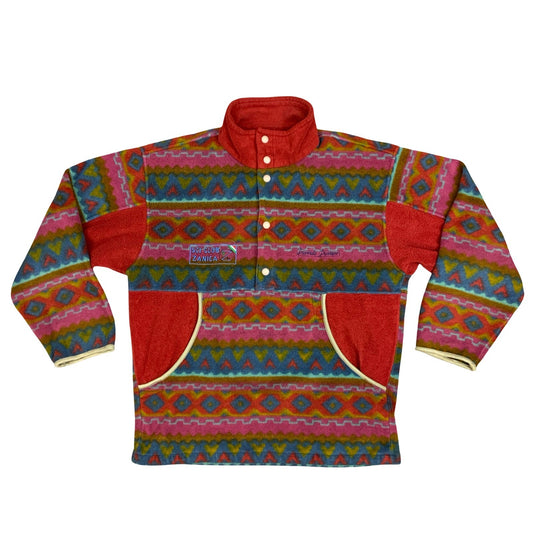 Vintage 90s Polartec Sci Club Zanica Button-Up Multi-Coloured AOP Fleece Medium