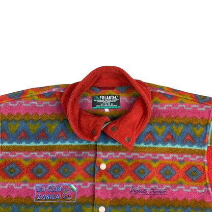 Vintage 90s Polartec Sci Club Zanica Button-Up Multi-Coloured AOP Fleece Medium
