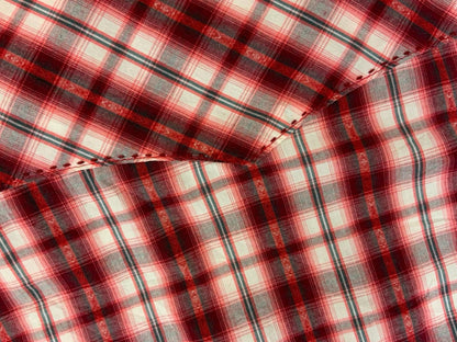 VTG 90s WRANGLER RED SHADOW PLAID OVERSIZE STITCH PEARL SNAP WESTERN SHIRT XXL