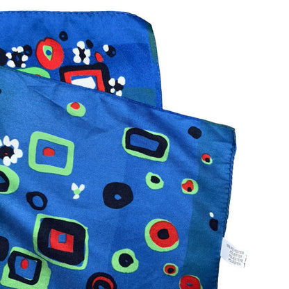 VTG BLUE GREEN RED GEOMETRIC SQUARE FLORAL ABSTRACT VIBRANT ITALIAN SQUARE SCARF
