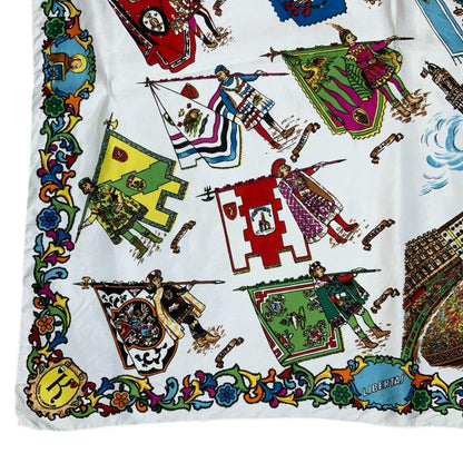 VTG WHITE MULTI-COLOURED SIENA ITALY PALIO DI SIENA HORSE RACE SOUVENIR SCARF