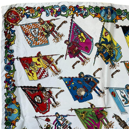 VTG WHITE MULTI-COLOURED SIENA ITALY PALIO DI SIENA HORSE RACE SOUVENIR SCARF