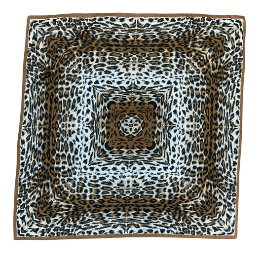VTG 90s BROWN BEIGE TIGER ANIMAL PRINT NECKERCHIEF BANDANNA SQUARE SCARF