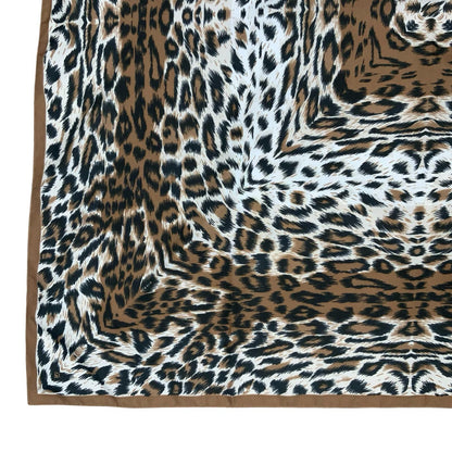 VTG 90s BROWN BEIGE TIGER ANIMAL PRINT NECKERCHIEF BANDANNA SQUARE SCARF