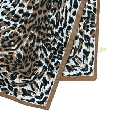 VTG 90s BROWN BEIGE TIGER ANIMAL PRINT NECKERCHIEF BANDANNA SQUARE SCARF