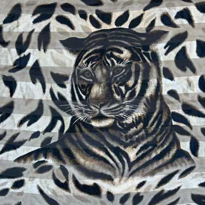 VTG 90s 00s y2k BROWN STRIPED TIGER PRINT ANIMAL SAFARI SQUARE SCARF