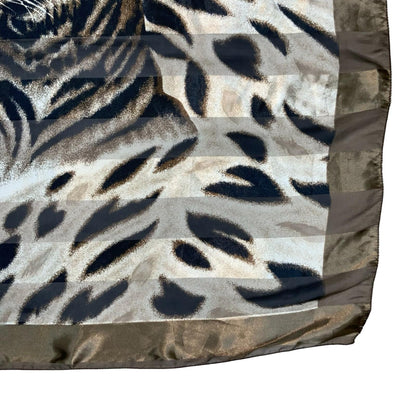 VTG 90s 00s y2k BROWN STRIPED TIGER PRINT ANIMAL SAFARI SQUARE SCARF