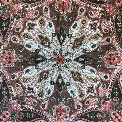 VTG 90s BROWN PINK YELLOW PAISLEY DETAILED PATTERNED NECKERCHIEF SQUARE SCARF
