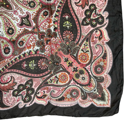 VTG 90s BROWN PINK YELLOW PAISLEY DETAILED PATTERNED NECKERCHIEF SQUARE SCARF