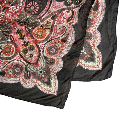 VTG 90s BROWN PINK YELLOW PAISLEY DETAILED PATTERNED NECKERCHIEF SQUARE SCARF