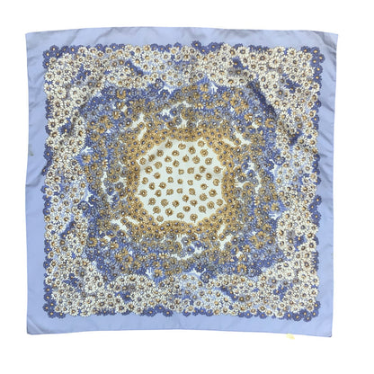 VTG PURPLE WHITE YELLOW DAISY FLORAL DETAILED PRINT BANDANA SQUARE SCARF