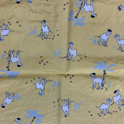 'QS CLOTHING' YELLOW & BLACK CAMELS IN HATS GRAPHIC 100% SILK SQUARE SCARF