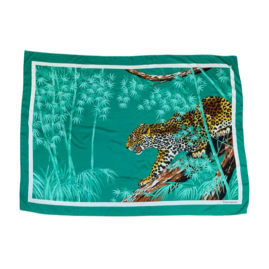 VTG 'FRANCO LAURENTI' LARGE LEOPARD GRAPHIC BAMBOO BEACH COVER-UP SHAWL THROW