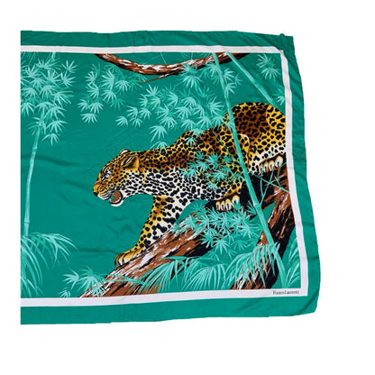 VTG 'FRANCO LAURENTI' LARGE LEOPARD GRAPHIC BAMBOO BEACH COVER-UP SHAWL THROW
