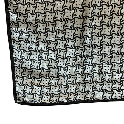VTG 90s Y2K 'BELLASIMA' GREY SILVER BLACK HOUNDSTOOTH PATTERN SQUARE SCARF