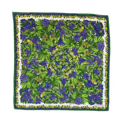 VTG 'G. GUCCINI' PER MANLIO BONETTI INTRICATE GREEN PURPLE FLORAL SQUARE SCARF
