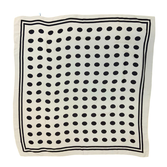 VTG CREAM BROWN BOLD POLKA-DOT GEOMETRIC STATEMENT NECKERCHIEF SQUARE SCARF