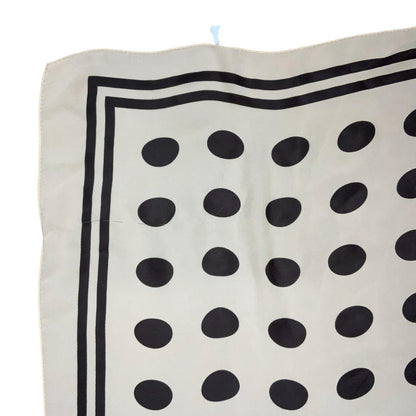 VTG CREAM BROWN BOLD POLKA-DOT GEOMETRIC STATEMENT NECKERCHIEF SQUARE SCARF