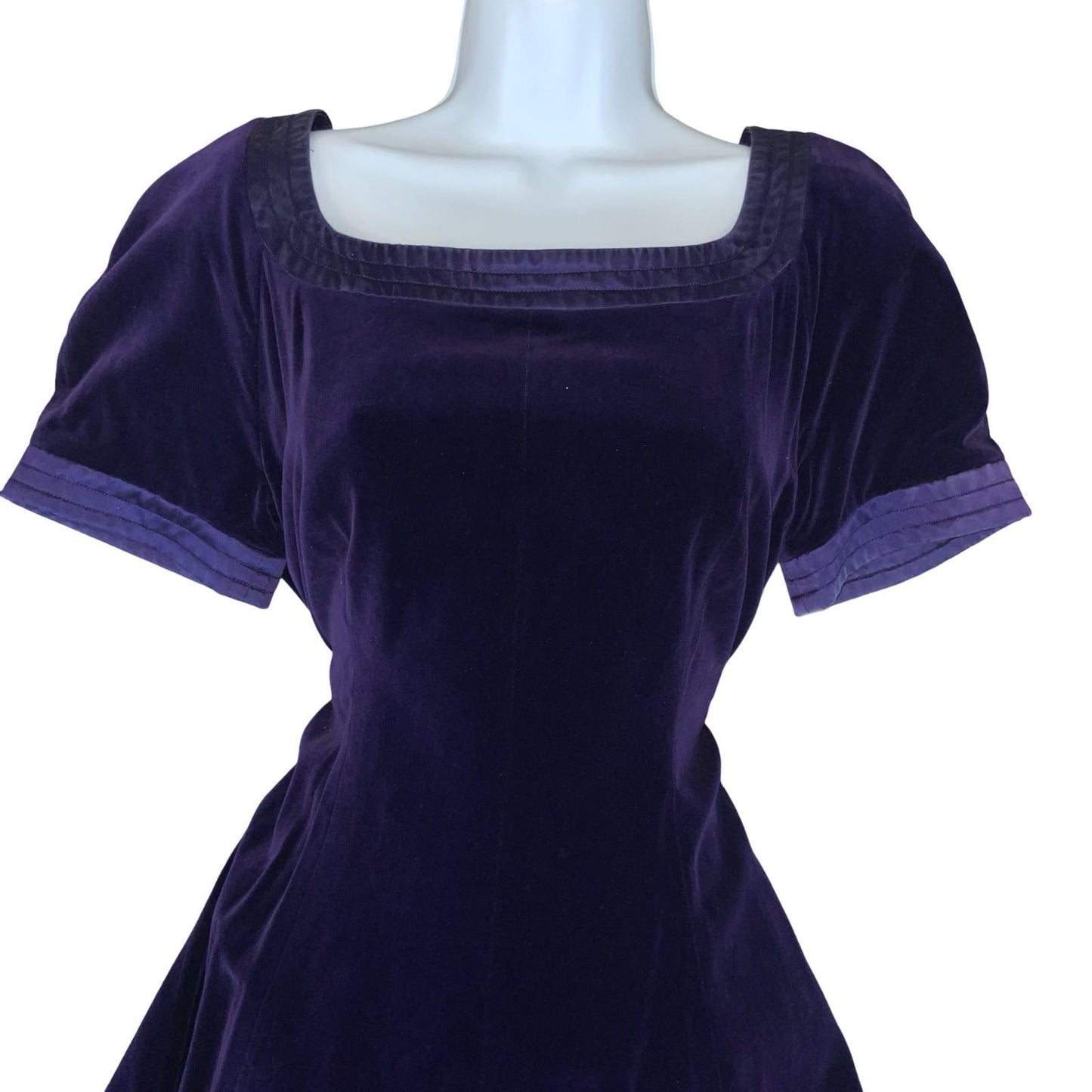 VTG 80s 90s 'ESCADA' MARGARETHA LEY COUTURE PURPLE VELVET COCKTAIL MINI DRESS S