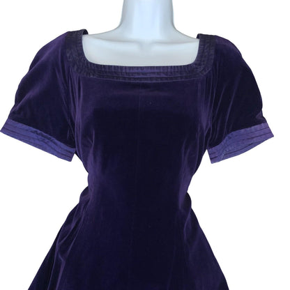 VTG 80s 90s 'ESCADA' MARGARETHA LEY COUTURE PURPLE VELVET COCKTAIL MINI DRESS S
