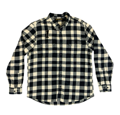 Genuine Harley Davidson Heavy Flannel Over Shirt Black White Buffalo Plaid XL