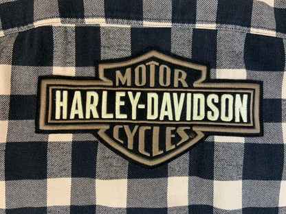 Genuine Harley Davidson Heavy Flannel Over Shirt Black White Buffalo Plaid XL