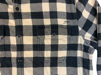 Genuine Harley Davidson Heavy Flannel Over Shirt Black White Buffalo Plaid XL