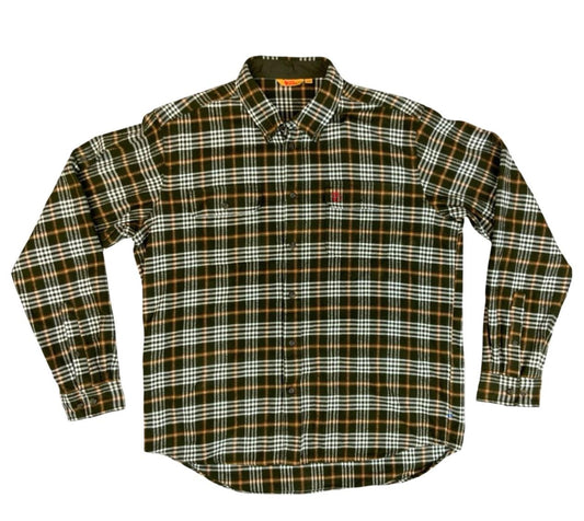 Fjall Raven 88069 Heavy Flannel Duck Shirt Overshirt Green Plaid XXL