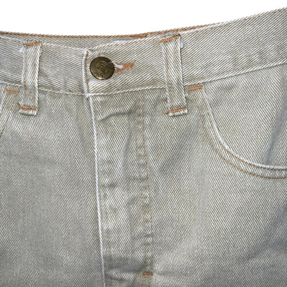 VTG 90s 'Laura Biagiolli Jeans' Light Wash Cream Frayed Denim Mini Skirt UK 10