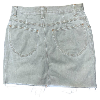 VTG 90s 'Laura Biagiolli Jeans' Light Wash Cream Frayed Denim Mini Skirt UK 10