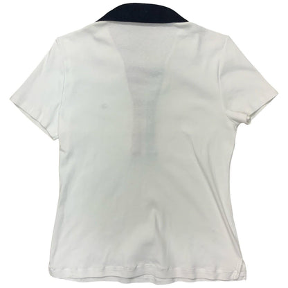 VTG 'Tommy Hilfiger' White Blue Red Interlock Zip Regular Fit Polo Shirt UK 10