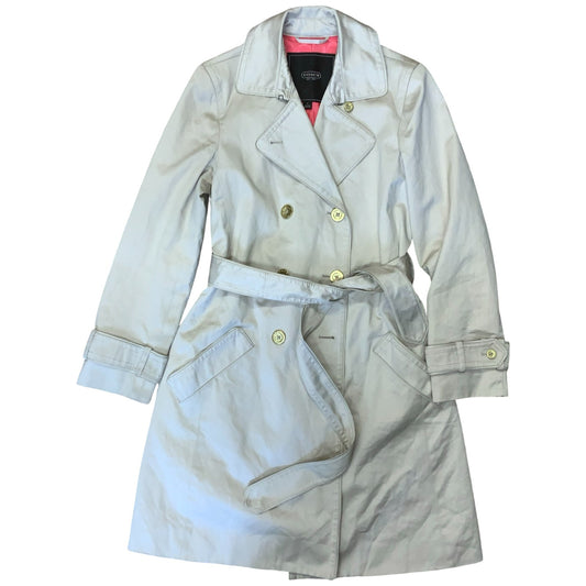 Vintage 'Coach' Beige Double-Breasted Belted Mid Trench Coat UK 10/12