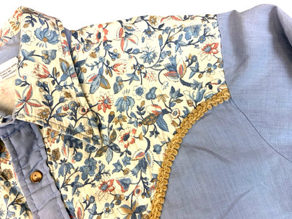 VTG 70s USA MONTGOMERY WARD FLORAL YOKED COTTON WESTERN SHIRT COUNTRY XL
