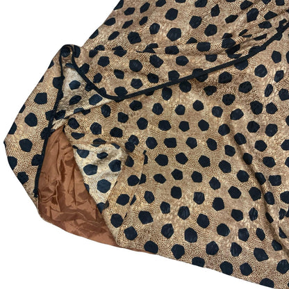 Vtg 80s 'Fink Modell' Gold Black Animal Giraffe Print Wrap-Style Dress UK 16