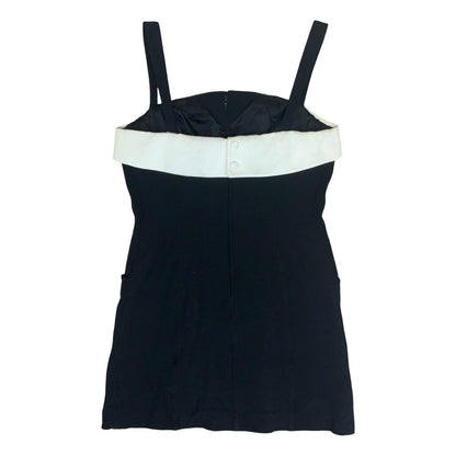 VTG 90s RARE 'Thierry Mugler' Black White Mini Anchor Sailor Bodycon Dress UK 8