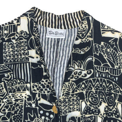 80s 90s 'Betty Barclay' Black White Abstract Patterned Sleeveless Blouse UK12