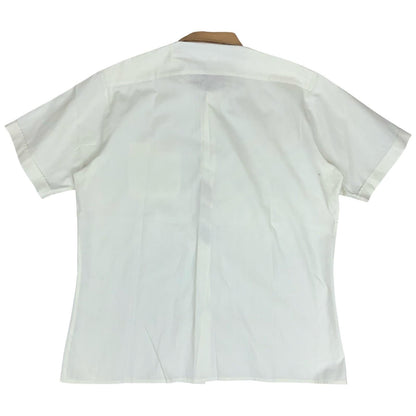 VTG 80s 'Enrico Mentone' White Brown Grey Stripe Short Sleeve Casual Shirt XL