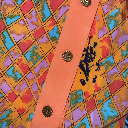 Vtg 'Shik Yee' Orange Blue Geometric Graphic Marilyn Monroe Art Shirt Blouse XL