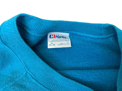 Vtg 90s Blue USA Hanes 50/50 Earth: Abuse It Or Lose It Back Print Sweatshirt L