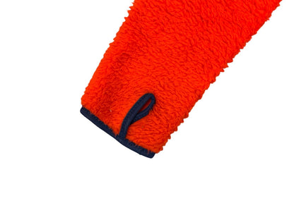 Vtg 90s Orange Helly Hansen Thick Fleece 1/4 Zip Smock Pullover Thumb Holes M