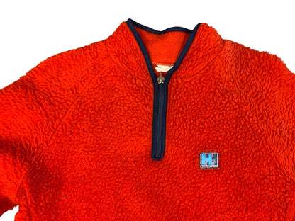 Vtg 90s Orange Helly Hansen Thick Fleece 1/4 Zip Smock Pullover Thumb Holes M