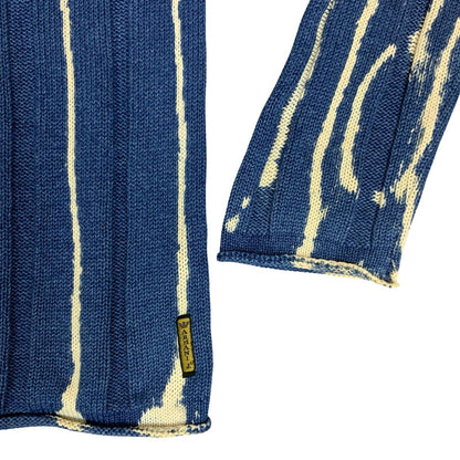 1990s 'Armani' RARE INDIGO Simin T Spa White Tie Dye Casual Pullover Sweater L