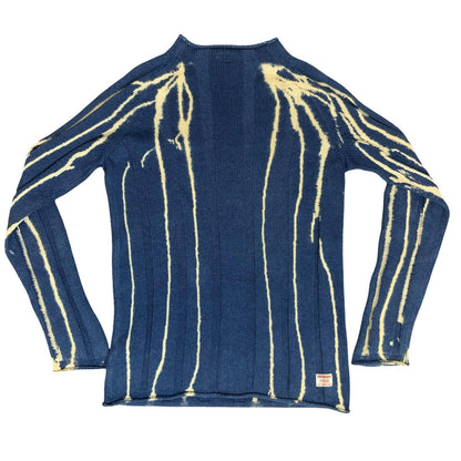 1990s 'Armani' RARE INDIGO Simin T Spa White Tie Dye Casual Pullover Sweater L